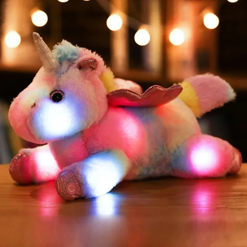 38cm creative Toy Luminous Pillow Soft Stuffed Plush Glowing Unicorn Cushion Led Light Toys Gift For Kids Children Girls — image 5