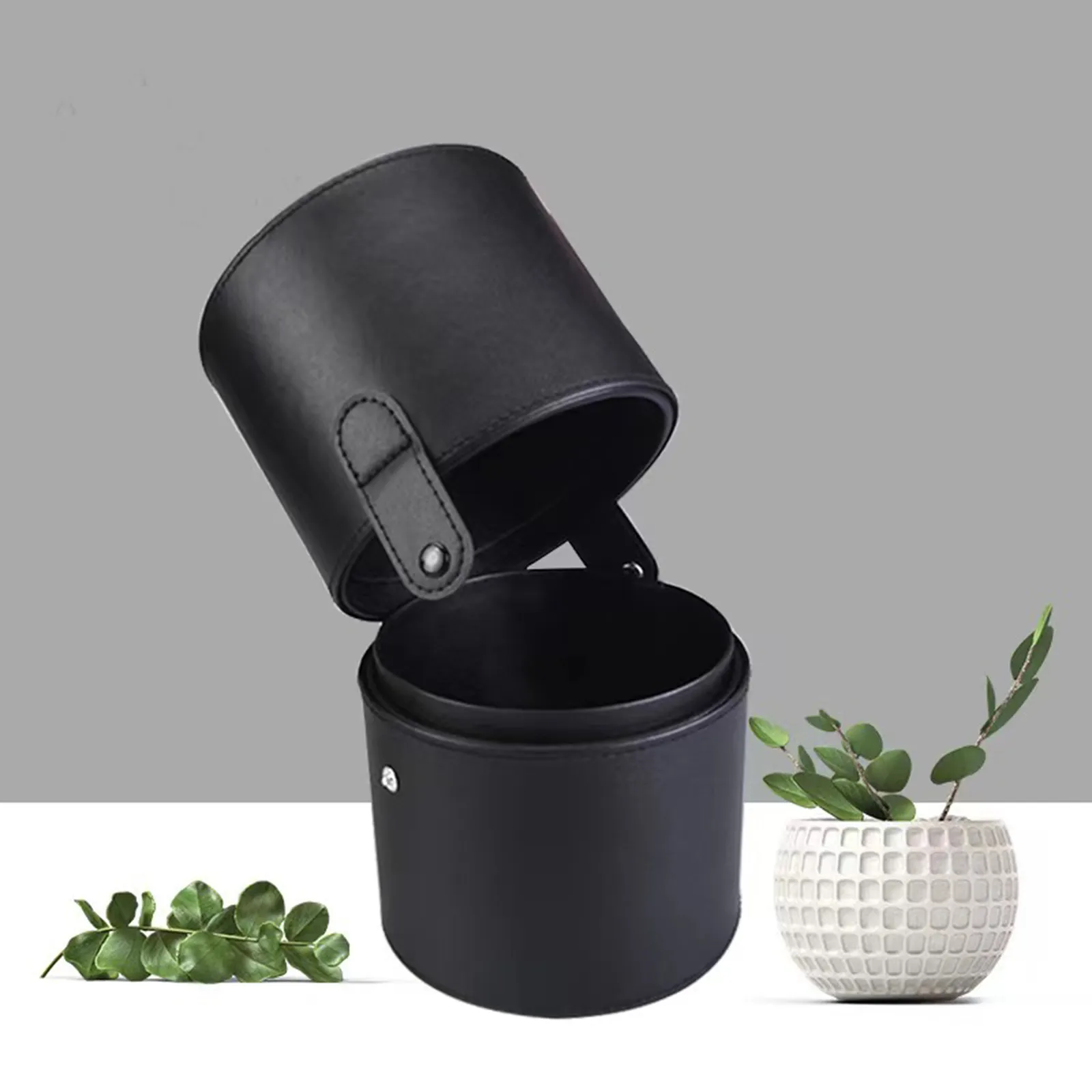 Makeup Brushes Storage Holder PU Large Capacity Cylindrical Eyebrow Pencil Brush Holder for Vanity Countertop Home Table Girls — image 2