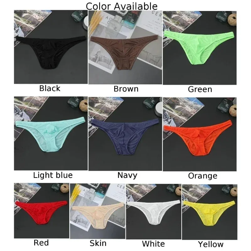 Summer Men's Breifs Sexy Underwear Ice Silk Briefs Ultra-thin Transparent Breathable Comfortable Low Waist Underpants MU093 — image 20