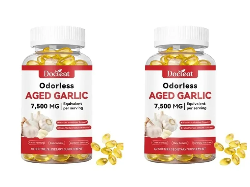 Lugtfri lagret hvidløgsekstrakt 7500mg 60 Softgels Ajo Envejecido Supplement Antioxidant & Immunstøtte Daglige hvidløgssoftgels — image 7