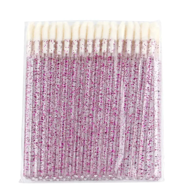 50 Pcs Lip Brush Crystal Eyelash Extension Brushes Mascara Applicator Lipstick Wands Set Women MakeUp Brushes Tools