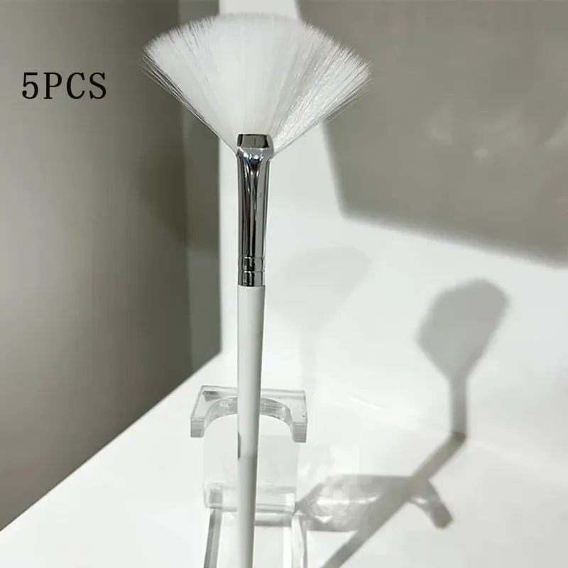 5pcs Fan Brushes Facial Brushes Soft Makeup Brush Cosmetic Applicator Tools Wooden Handle and Soft Fiber for Glycolic Peel Mask