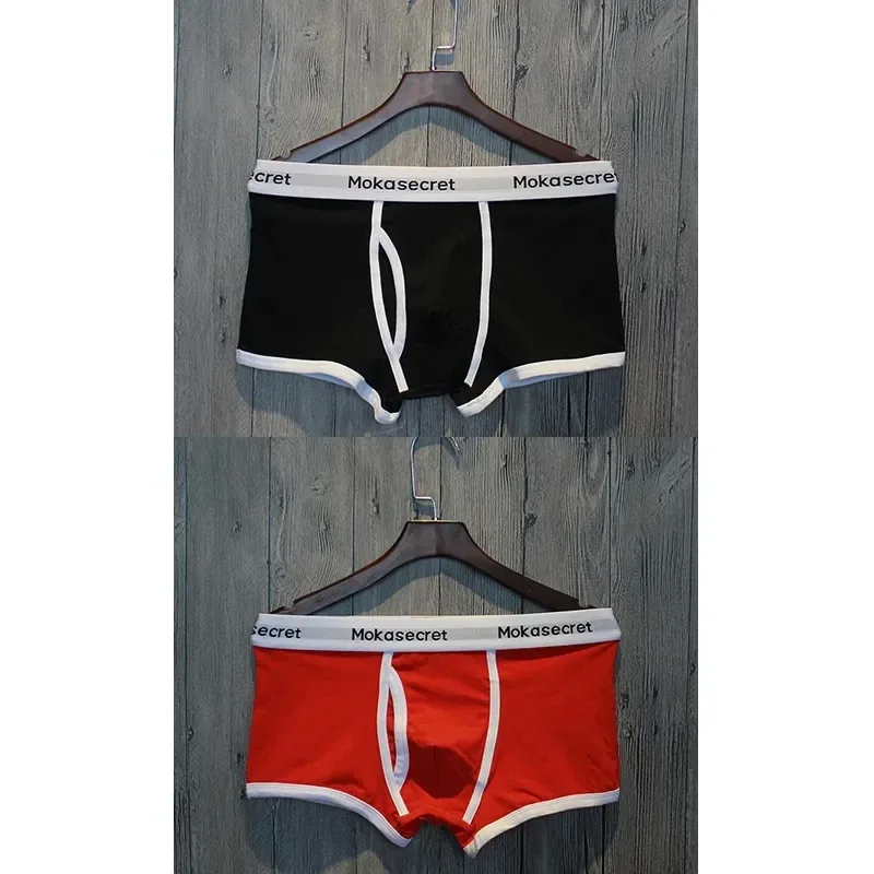 Men's Cotton Boxer Underwear Men's Fashion Letter Belt Underpants Breathable Soft Comfortable Male Panties Shorts