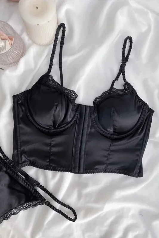 Satin front buckle fishbone underwear summer thin lingerie beauty back halter bralette large chest can be worn outside — image 5
