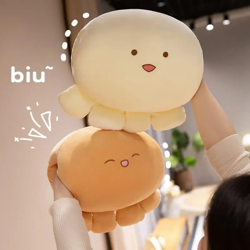 Oreiller en peluche poulpe doux de 35cm, en forme de boule, Animal aquatique, mains chaudes avec trous, plus chaud, visage mignon, Support du dos — image 4
