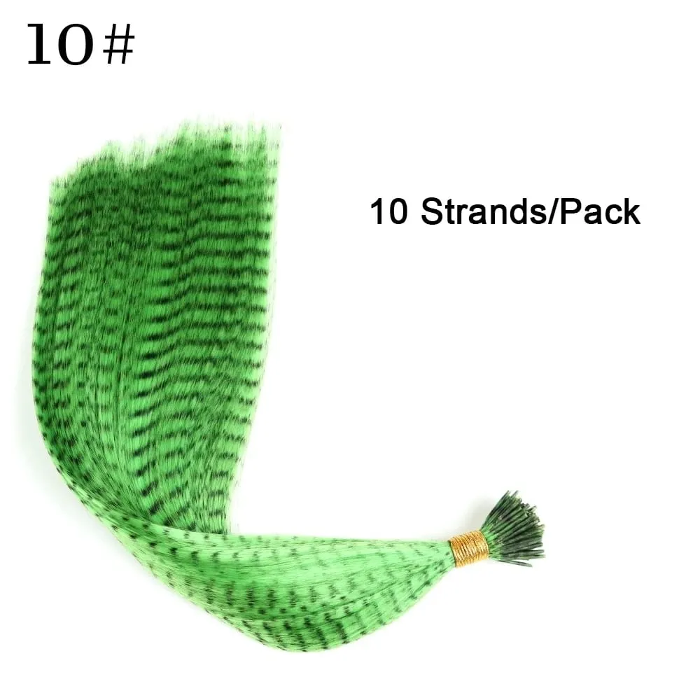 Synthetic Colored I-Tip Faux Feather Hair Extensions 16" 10 Strands/Pack Women's Heat Resistant Fiber Wig Accessories — image 16