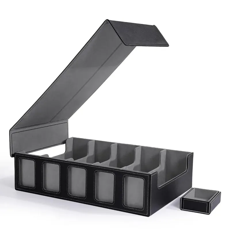 Trading Card Storage Box with Commander Display Dice Tray 5-Row Deck Case with Removable Lid 3900+ Card Deck Box for TCG Card — image 2