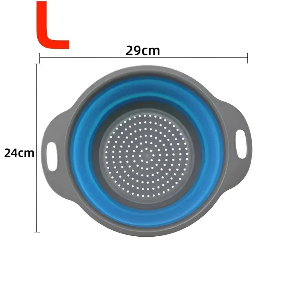 2PCS Silicone Folding Drainer Basket Fruit Vegetable Foldable Colander Kitchen Strainer for Food Pasta Kitchenware Drain Device — image 11