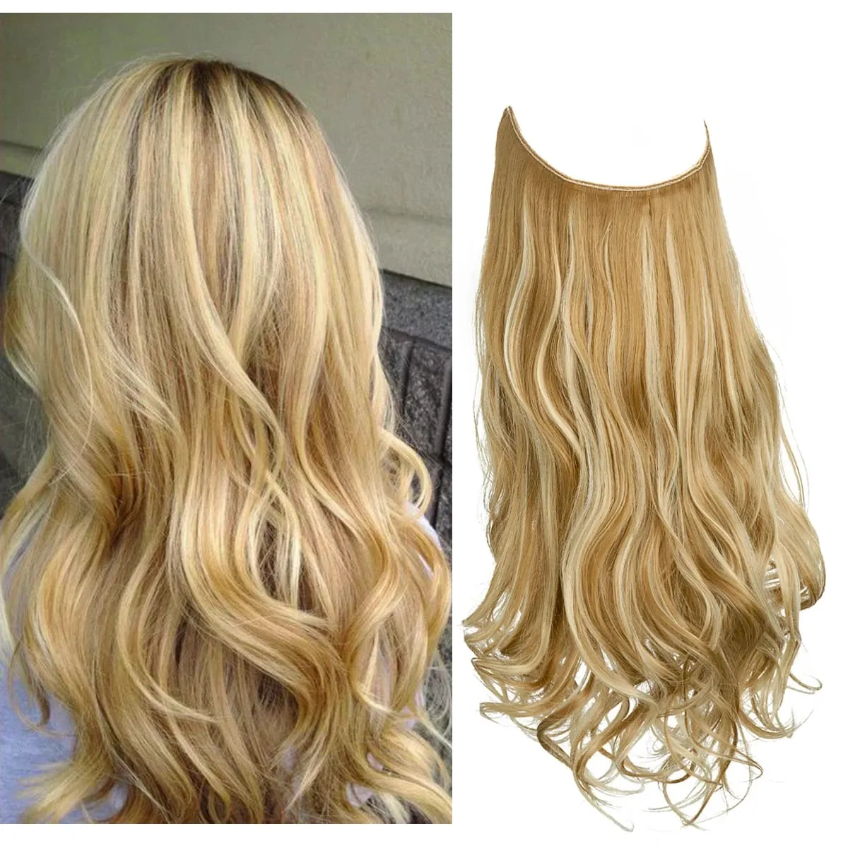 Nice Premium Synthetic Invisible Wire With Clip In Hair Extensions Daily Use Hairpieces Long Brown Natural Wavy Fake Hair piece — image 18
