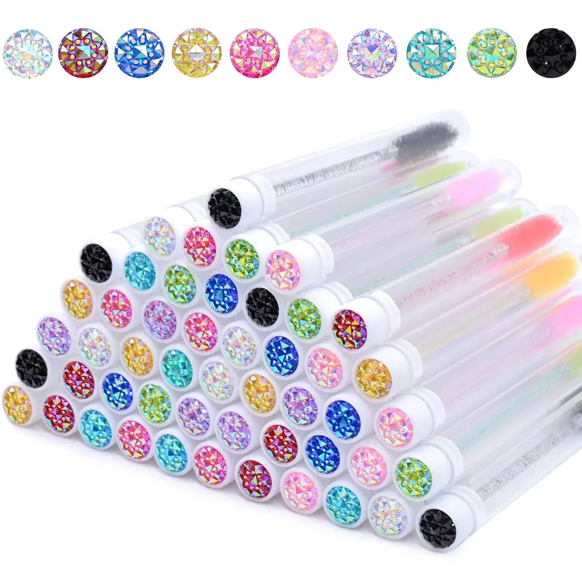 20Pcs Eyelash Brush Tubes With Crystal Lash Mascara Wands Eyebrow Comb Spoolies Container Lash Brush Applicators Makeup Tools — image 1