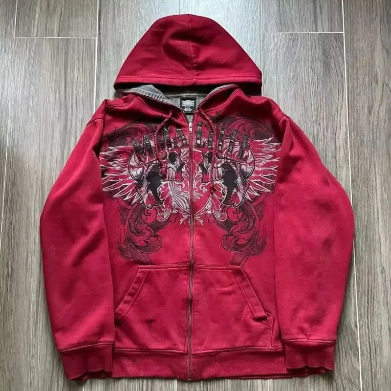 Harajuku Plum Tree Embroidered Oversized Pink Zipper Hoodies For Men and Women Y2K New Gothic Fashion Retro Street Sweatshirts — image 19