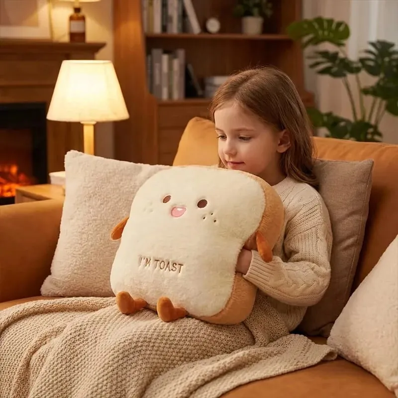 35cm pluche broodkussen zachte toast simulatie voedsel pop warme hand kussen home decor schattige kinderen speelgoed verjaardagscadeau — image 3