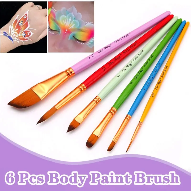 6 Pcs Professional Multi-functional Face Body Paint Brushes Set Artist Watercolor Painting Tool Makeup Brush — image 1