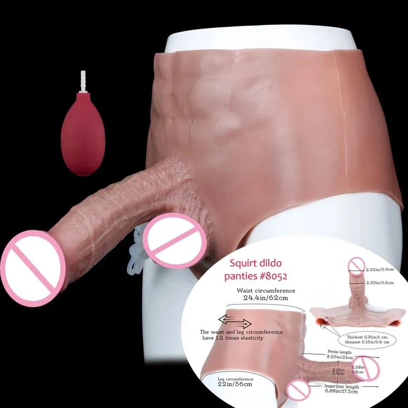 Sort nøgen strop stor realistisk udløsning dildo silikone sprøjtende trusser med simuleret solid penis sexlegetøj til kvinder