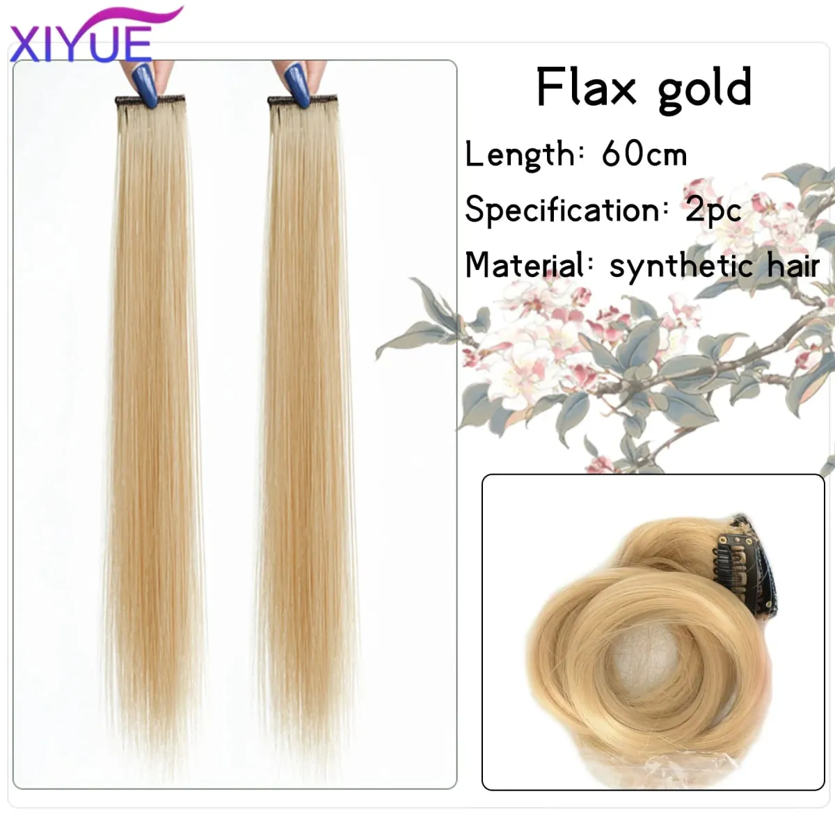 2pcs/pack Synthetic Colored Party Highlights Clip in Hair Extensions for Girls 24 inches Multi-colors Straight Hair Synthetic Ha — image 9