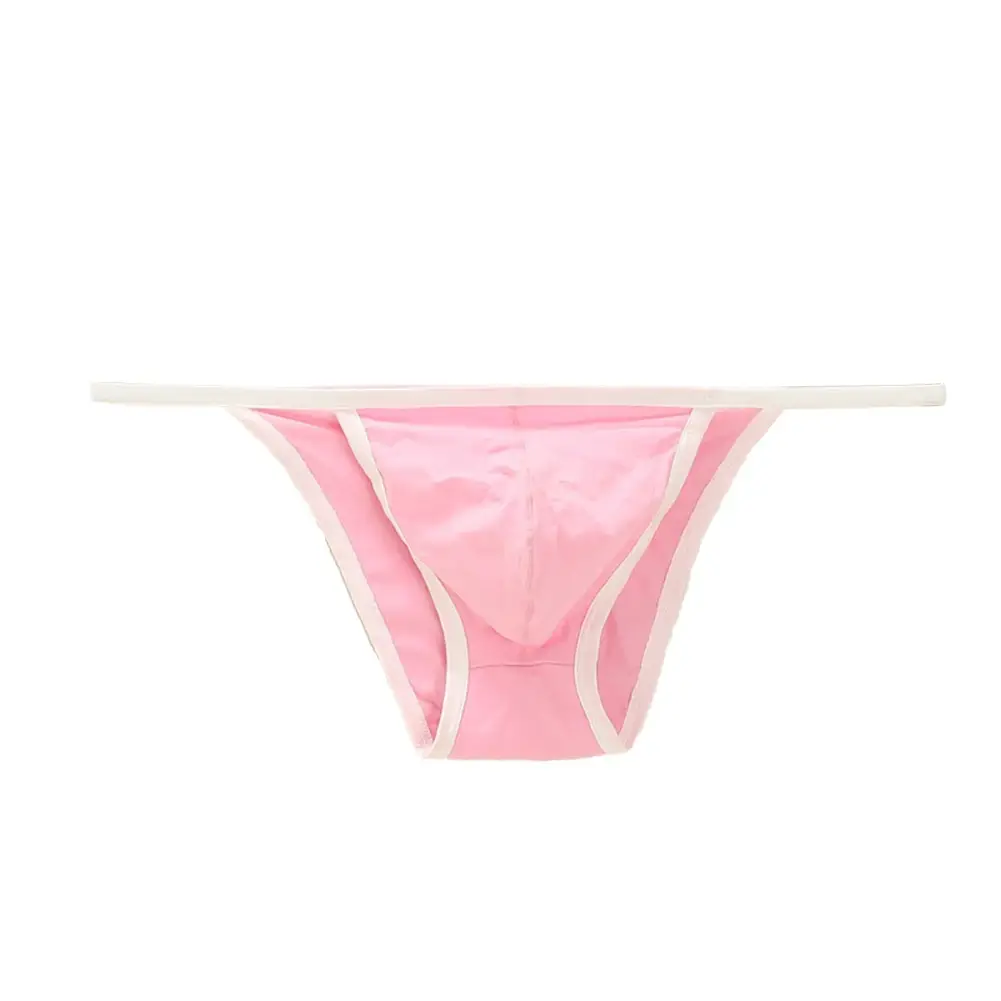 Men Sexy Briefs Cotton Low Rise Breathable String Bikini Contoured Pouch Bulge Jersey Color Erotic Slim Fit Thin T-back Thong — image 2