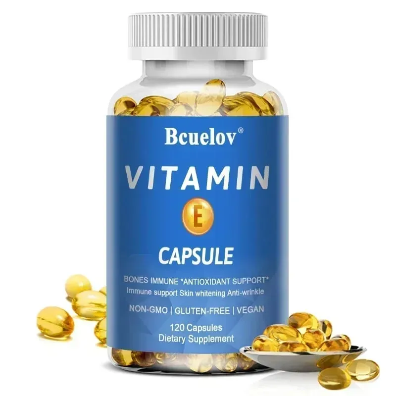 Bcuelov Vitamin E Softgels Antioxidant Supplements Easily Absorbed - Supports Skin Heart & Immune Health Capsules Non-GMO