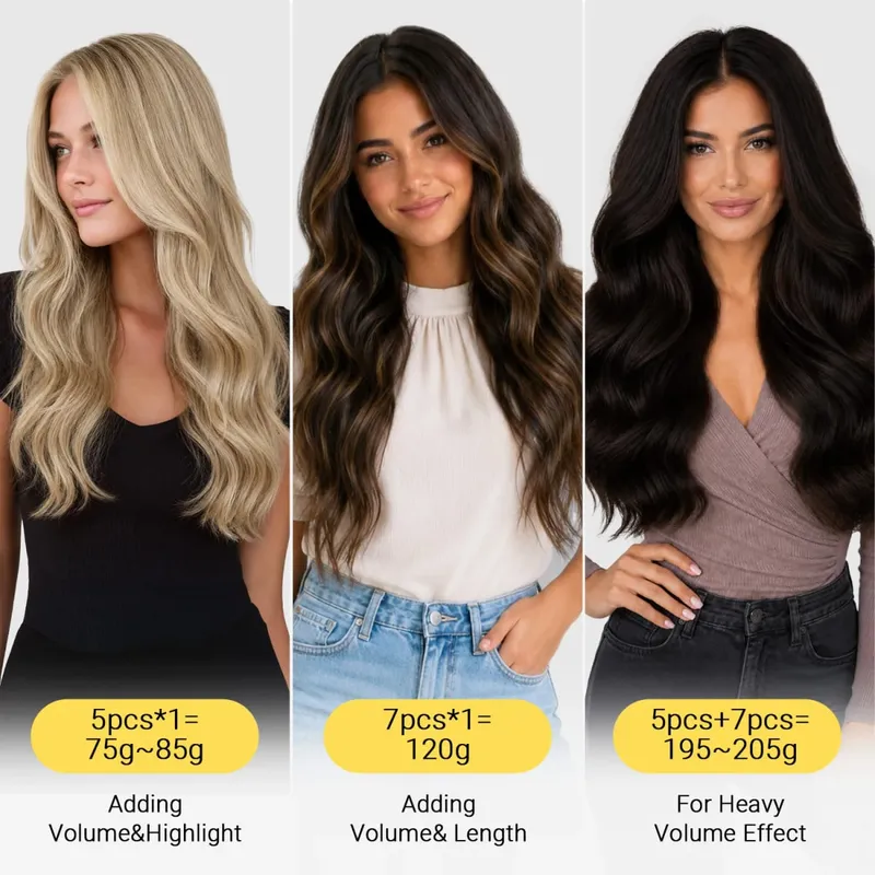 Sunmofavo Clip In Human Hair Extensions Straight Natural Light Brown Honey Ombre Balayage Black Hair Pieces For Women Full Head