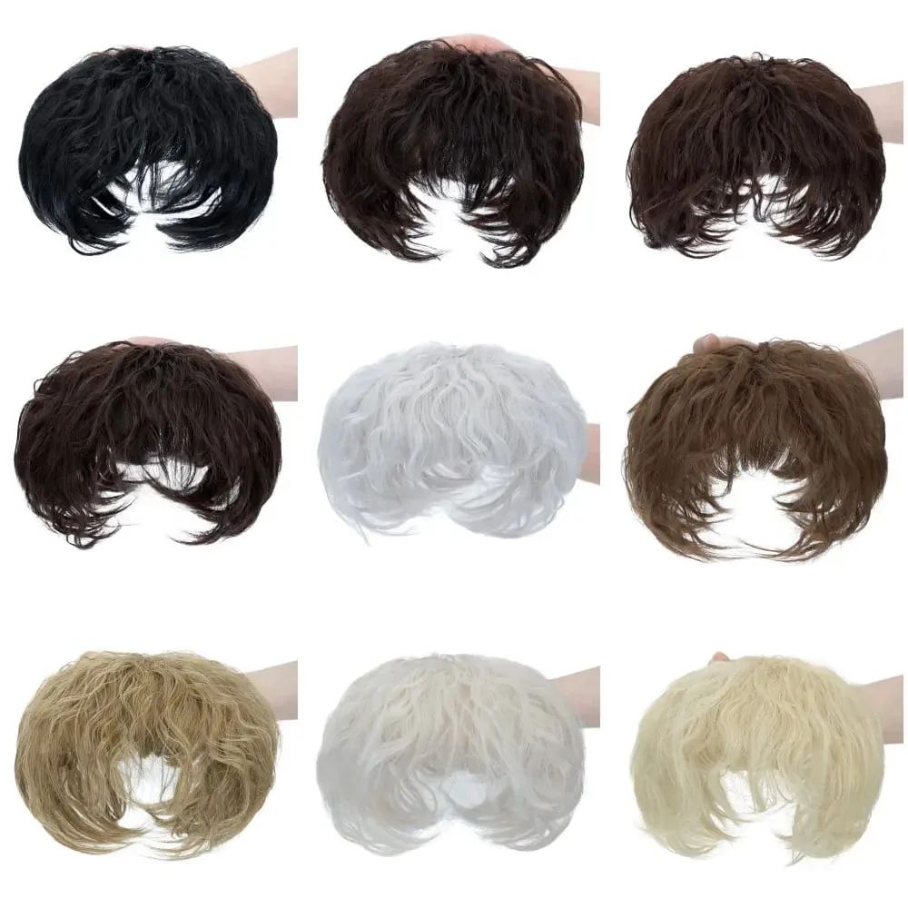 Snoilite Synthetic Natural Curly Hair Topper Replacement Hair Piece 13x13cm Short Hair Topper Clip in Wavy Hair Extensions Grey — image 4