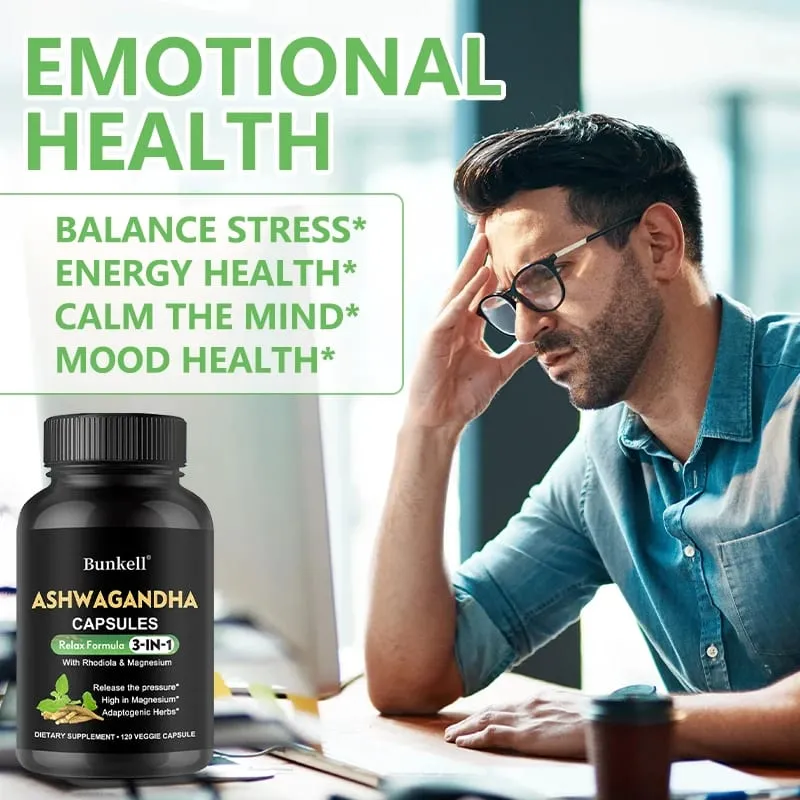Pure Ashwagandha Root Extract Capsules With Magnesium for Natural Mood Stress Focus Brain Energy Sleep Health Support — image 5