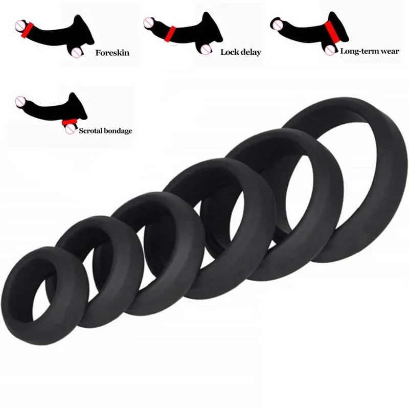 6 Pcs Male Penis Rings Cock Rings Sleeve Delay Ejaculation Silicone Beaded Time Lasting Erection Sex Toys For Men Adult Games — image 2