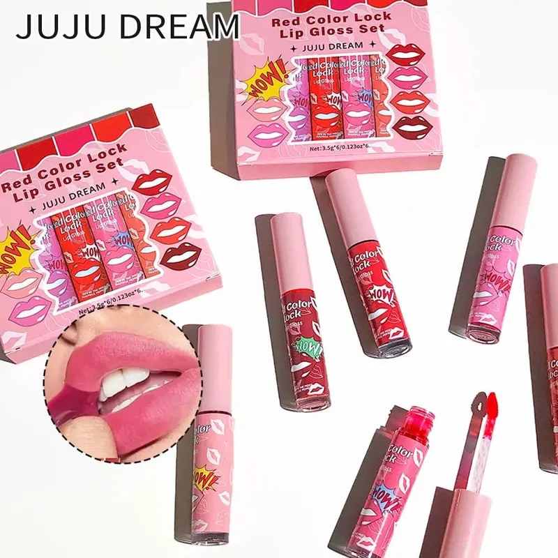 Matte Lip Gloss Color 6-Flavor Set - Smooth Silky Long-lasting Resistant to Cup Stains.Red Brown pink Color Palette for Daily — image 4