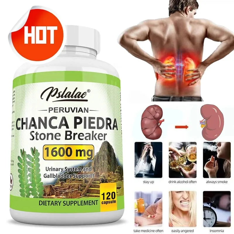 Chanca Piedra 캡슐 1600mg - 요로 지원 비 GMO 보충제 신장 결석 분쇄 — image 2