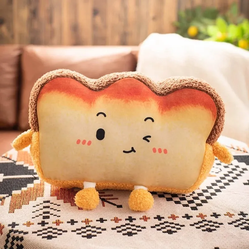35x25cm Toast Bread Pillow Hands Warmer Winter Warm Plushie Emotion Face Human Figured Soft Cushion Decor Friend Gift — image 8