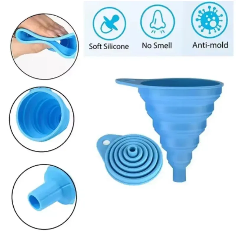 1/3/5/10 Chiếc S L Gấp Phễu Silicon Làm Đầy Chai Bếp Phễu Silicon Ốp Vật Dụng Nhà Bếp Dầu chất Độn — image 6