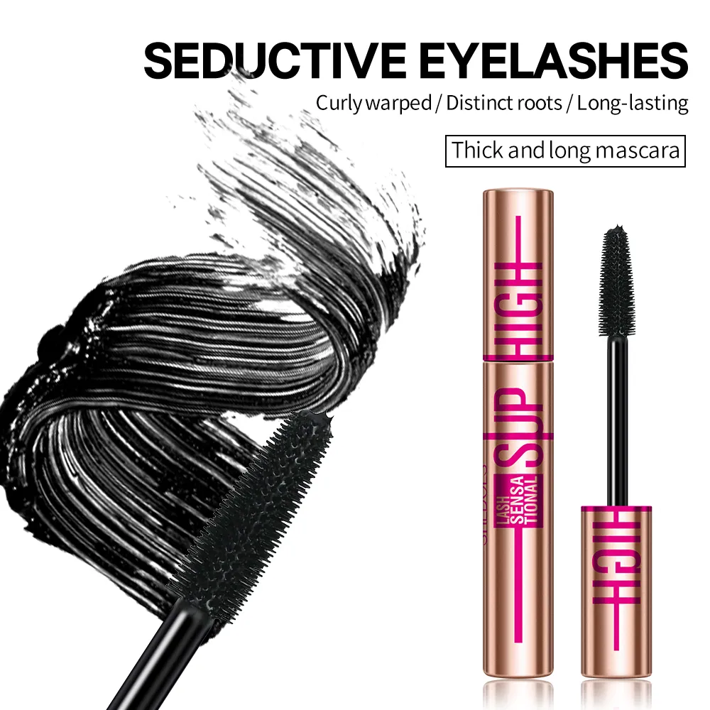 Super høj 4D vandtæt mascara - volumengivende krølle- og forlængelsesformel Smudsikker, langtidsholdbar sort mascara — image 5