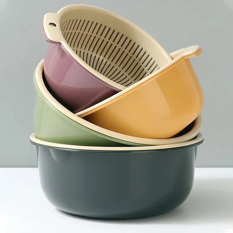 Kitchen Fruit Tray Removable Double Layer Fruit And Vegetable Basin Draining Basket Creative Household Rotating Washing Basket — image 3
