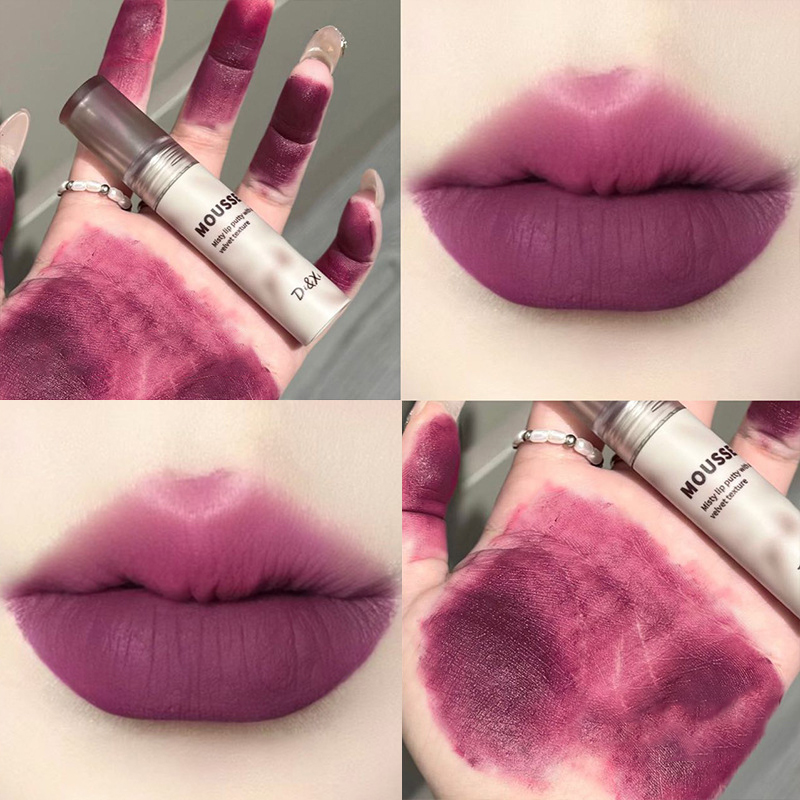 Gothic Matte Black Lipstick Waterproof Mousse Lip Mud Nude Brown Lipstick Dark Purple Punk Lip Gloss Makeup Non-stick Lips Tint — image 3