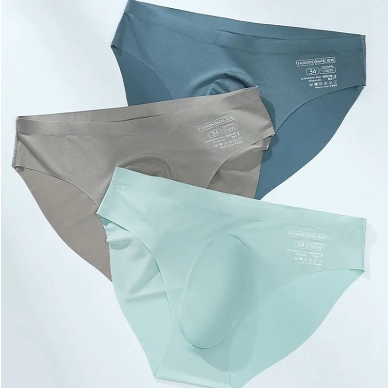 Men's Ice Silk Seamless Briefs Summer New Ultra-thin Transparent Sexy Quick-drying Trendy Breathable Underwear Panties — image 3