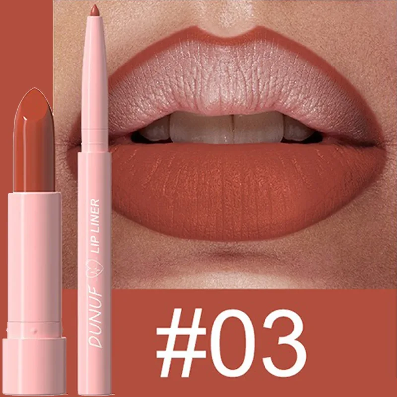 2Pcs/Set Lipstick+Lip Liner Makeup Kit Matte Nude Long-lasting Waterproof Non Staining Tapered Nib Lip Contour Pen Lip Cosmetics