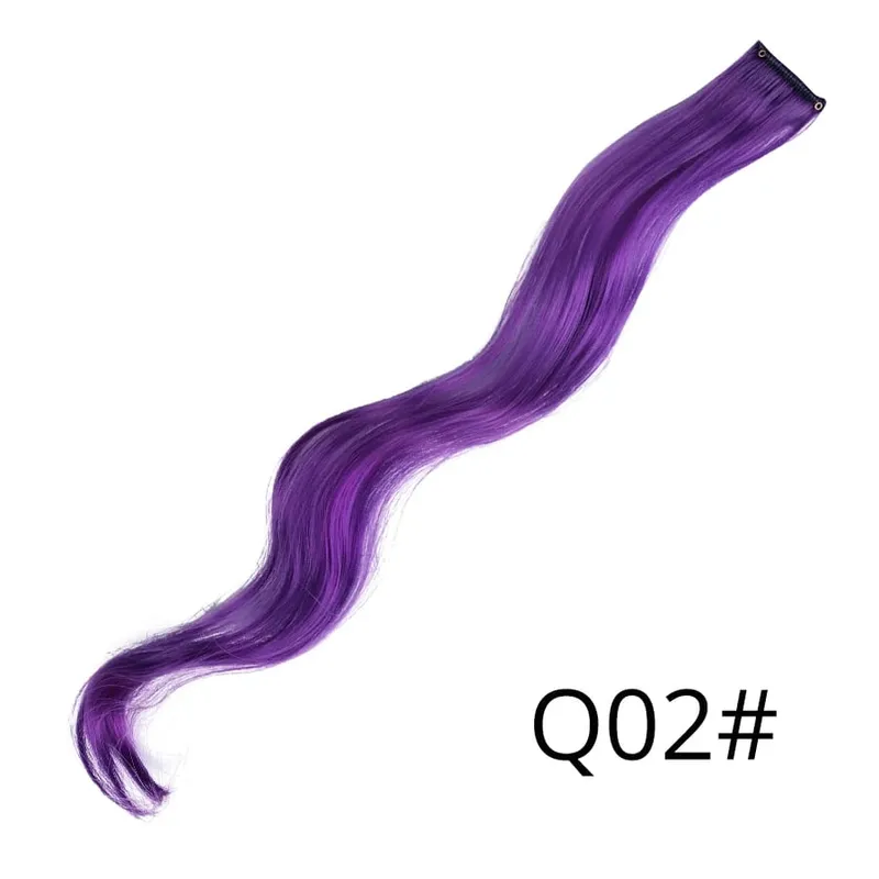 Synthetic 50Cm Rainbow Colors One Clip In Hair Extensions Straight Long Synthetic For Women Hair Piece Blue Pink Purple Red 12G