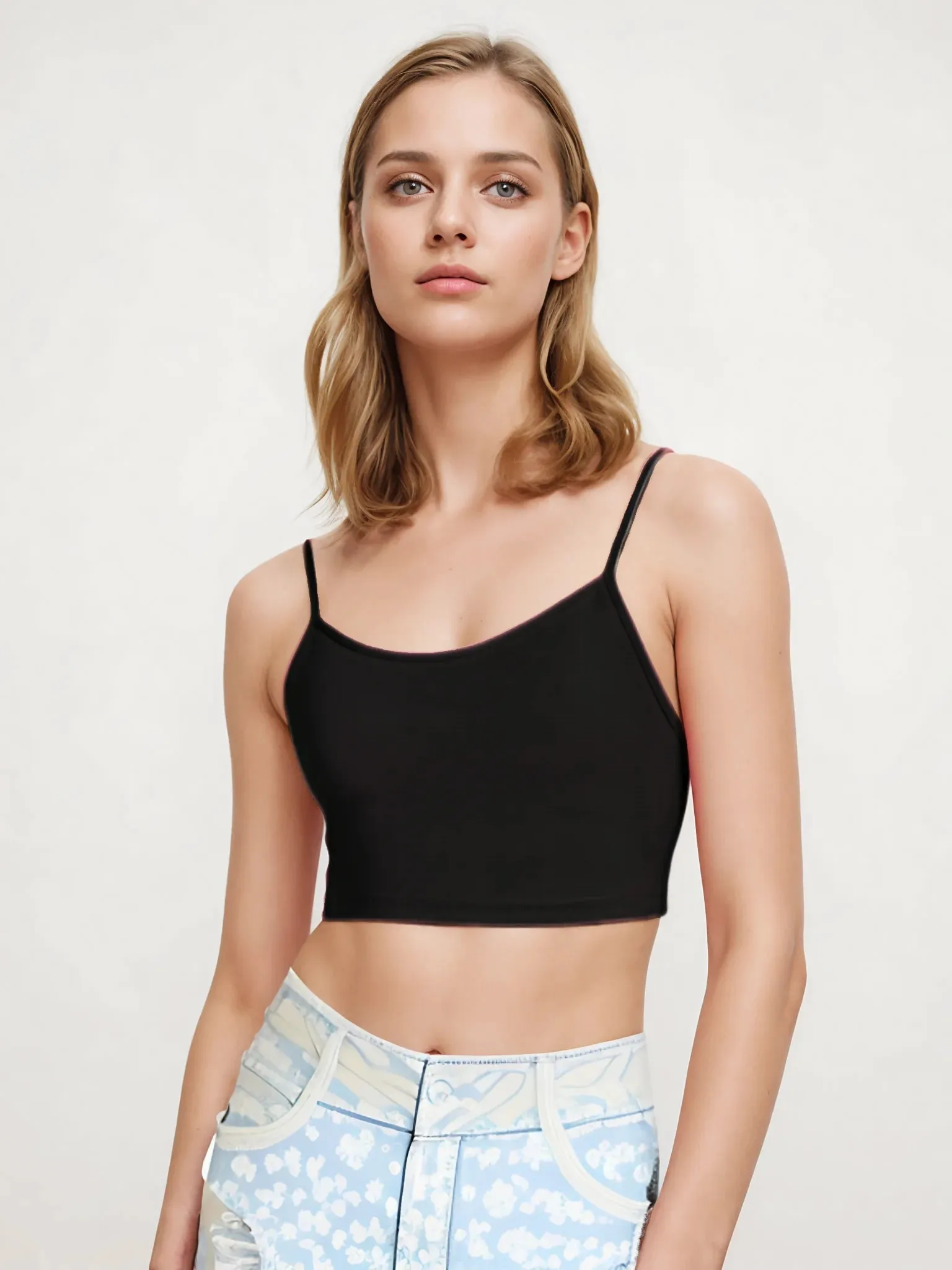 4 Pieces Women's Sexy Summer Vest Tank Tops Solid Color Adjustable Comfortable Vest Soft Girl's Ladies Cropped Vest Crop Tops