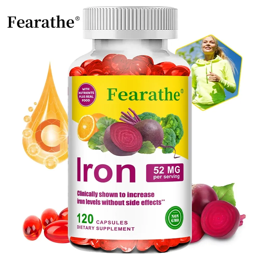 Iron and Vitamin C Supplement - Boosts Energy Focus and Immune Function Supporting Red Blood Cells Improve Immunity Non-GMO — image 2