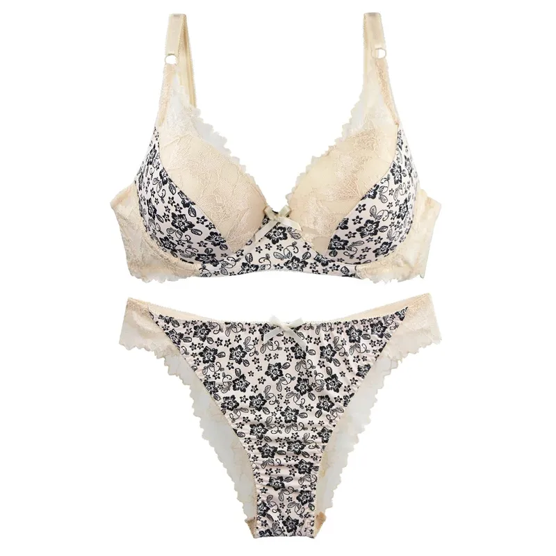 2027New 34/75 36/80 38/85 40/90 42/95 44/100 BCDE Bras Set White burgundy Beige Black Green Blue Push Up Underwear For Women
