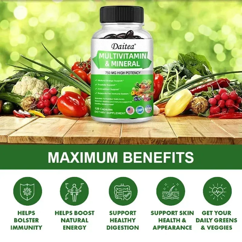 Multivitamin Capsules with Mineral Supplement To Provide Energy Prostate Skin and Eye Health Immune Support for Women and Men