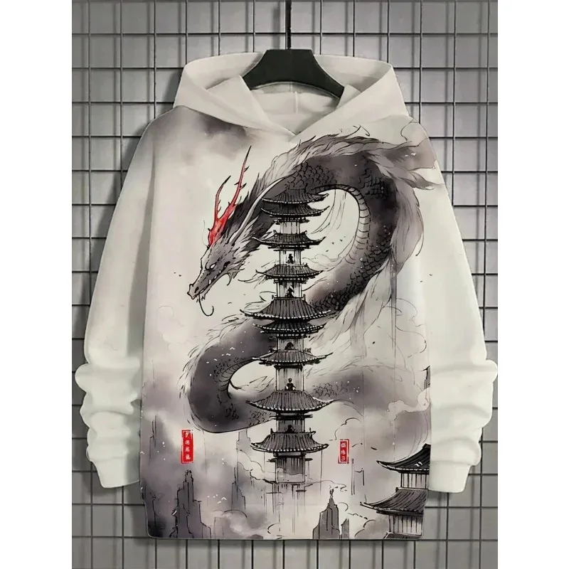 Sweat à capuche imprimé en 3D pour hommes, motif de loup Cool, manches longues, décontracté, pull Harajuku, ample — image 2