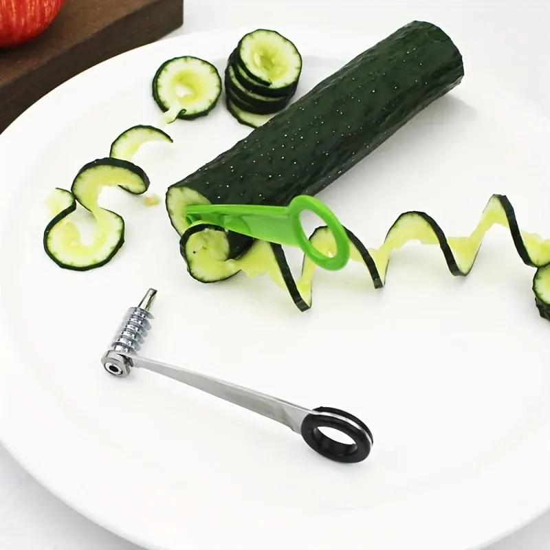 Manual Vegetable Spiral Cutter - Stainless Steel Handheld Slicer with Curved Design Suitable for Even Cutting of Potatoes — image 1