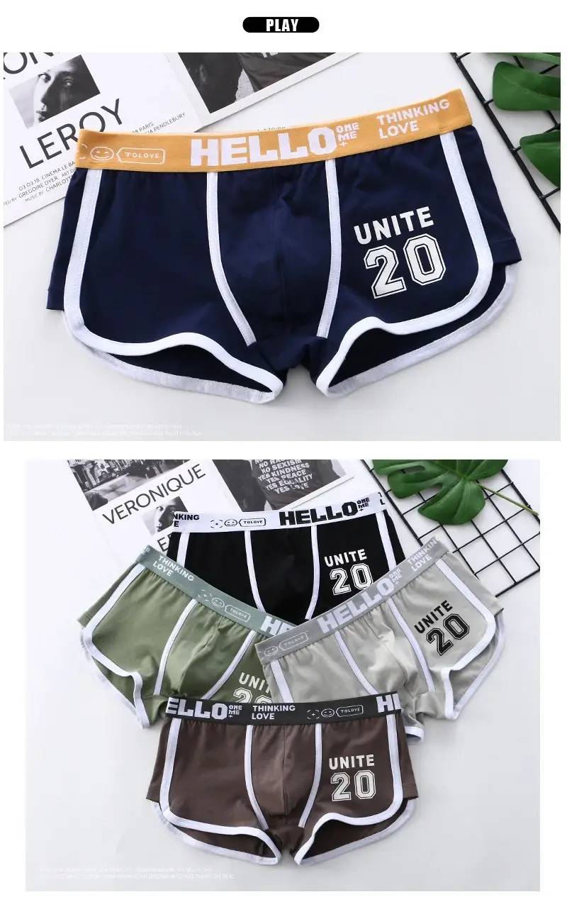 1/3pc Men Underwear Sports Boxer Shorts Cotton Oversized Solid Color Youth Fashion Sports Men's panties Comfortable Breathable — image 9