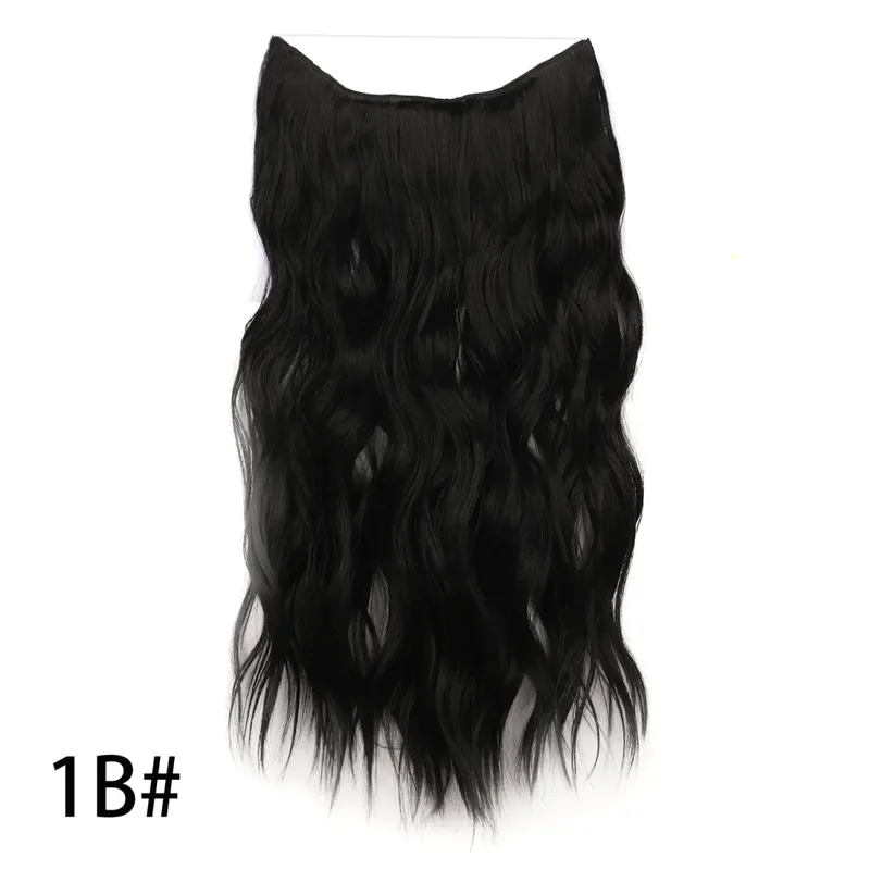 Synthetic Invisible Wire Hair Extensions Long 4 Clips In Wave Curly Hairpiece For Women 20Inch Secret Fish Line Hair Extensions
