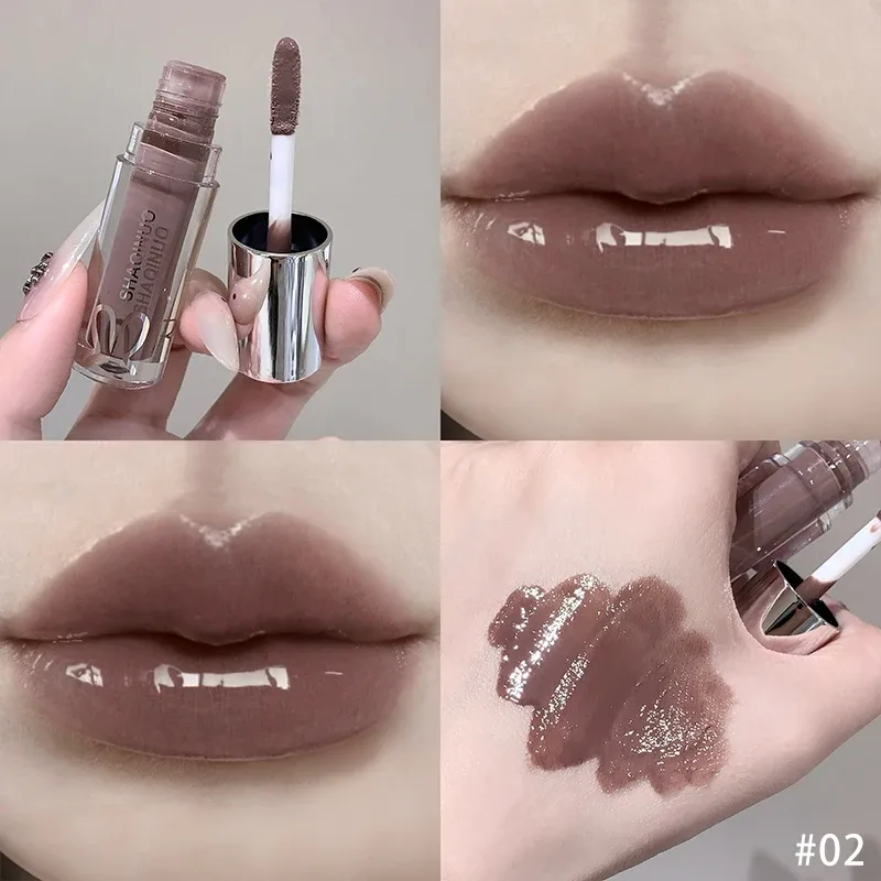 Mirror Watery Lip Gloss Lasting Moisturizing Lip Tint Cool Black Silver Gray Pearl Fine Sparkling Lipstick Makeup Cosmetics — image 9