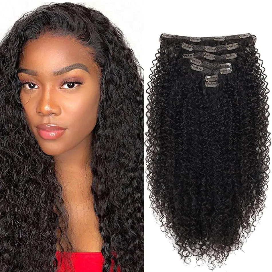 Afro Kinky Curly Synthetic Clip In Hair Extension Full Head Long 26” Afro Kinky Curly Fake Hair Pieces Clip-on hairpin For Women — image 8