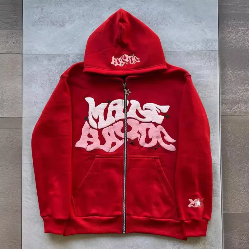 Retro Star and Letter Printed Zipper Hoodies 2025 Spring Autumn Harajuku Y2K Women and Men Fashion Hip Hop Long Sleeve Hooded — image 5