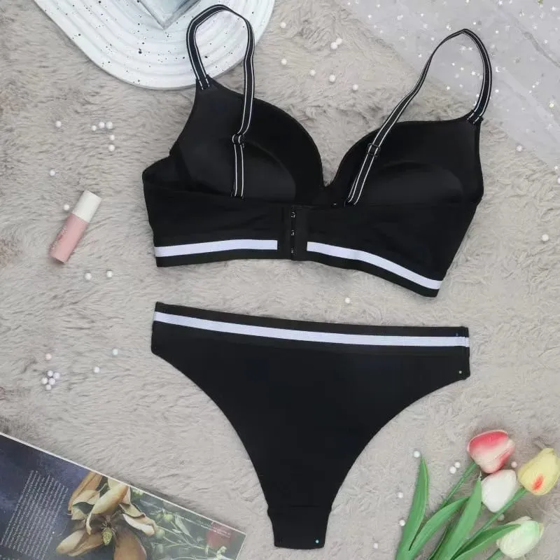 Set Bra Push Up Seksi Bra Nyaman Berkawat Tali Dapat Disesuaikan Lingerie Intim Cup Empuk Sejuk — image 4