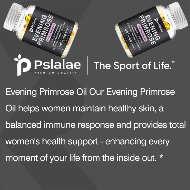 Evening Primrose Supplement Cold Pressed Oil - Contains Gelatin and Vegetable Glycerin To Promote Healthy Skin