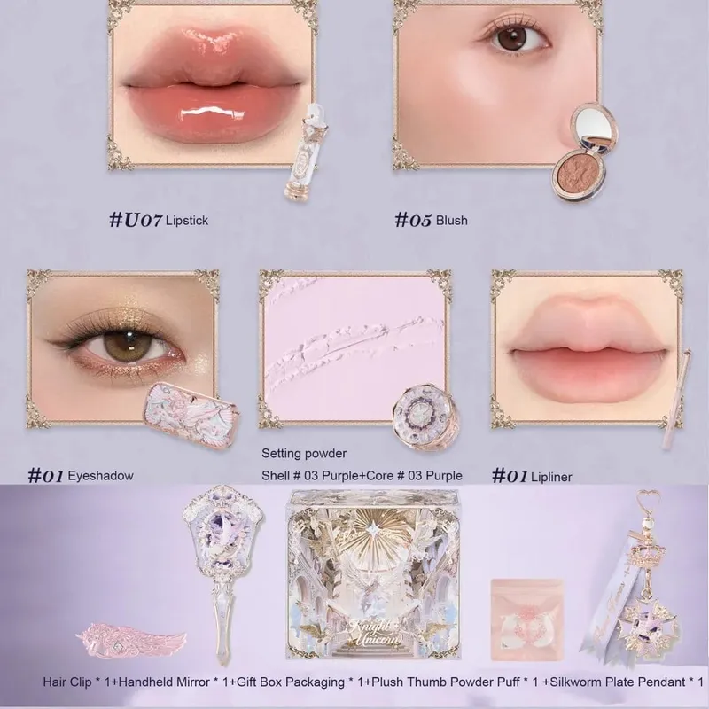 Flower Knows Knight Unicorn Makeup Gift Box Lipstick Blush Loose Setting Powder Starlight Eyeshadow Cosmetics Kit Gift Set — image 8