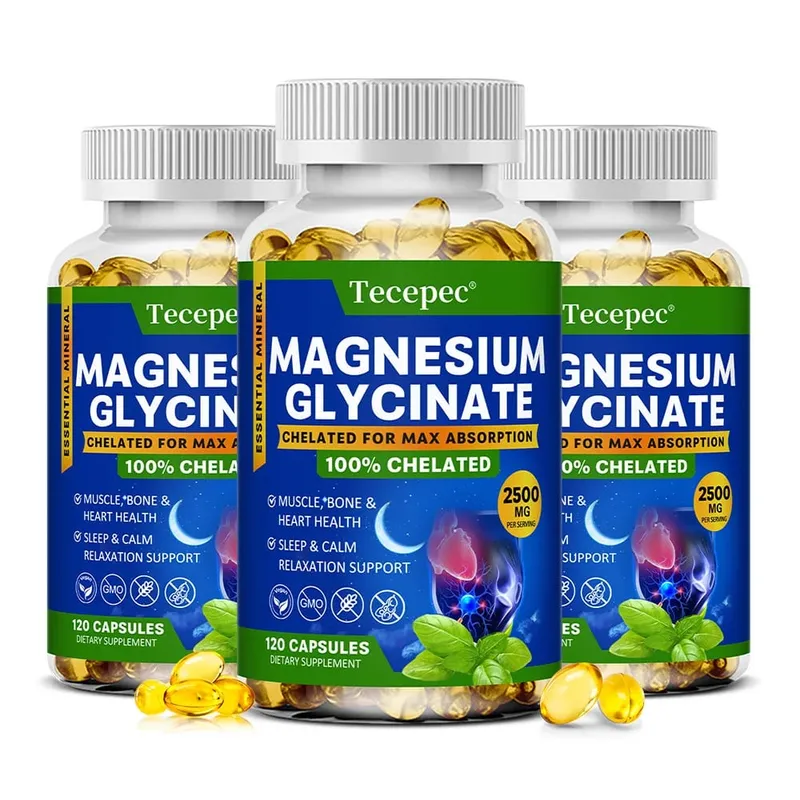 Magnesiumglycinatkapslar 2500mg - Kosttillskott för muskelnervben och hjärtstöd - Glutenfri icke-GMO — image 9